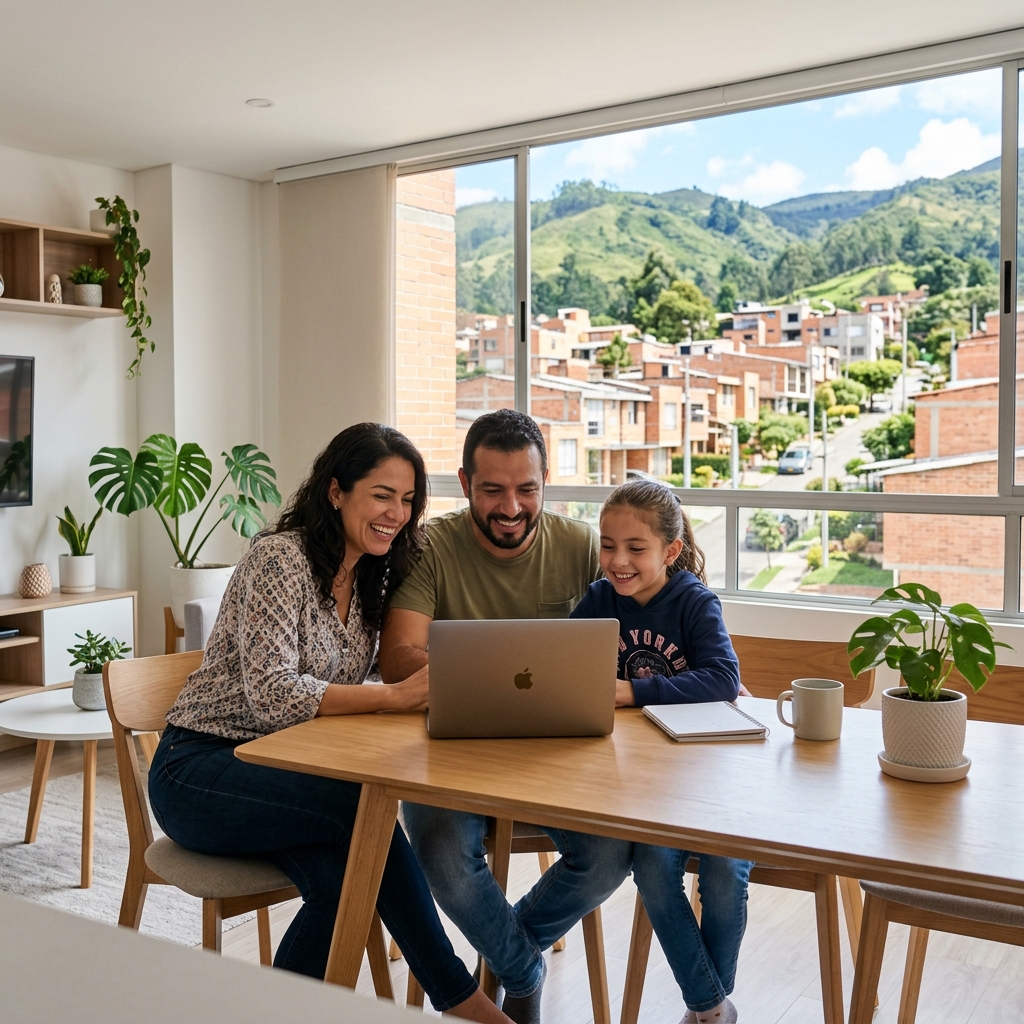 Familia de Huanca conectada en casa